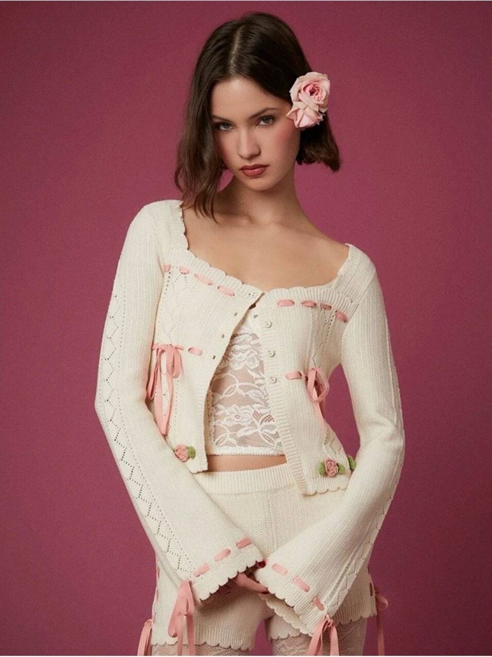 Forever 21 Betsey Johnson Floral Crochet Cardigan Sweater - Picture 9 of 9